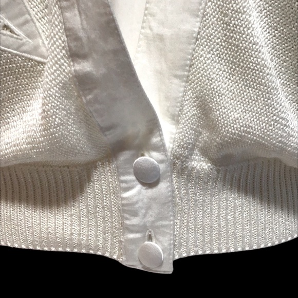 Dino Valiano Ivory Knit Cardigan with Linen Blend Trim, Size‎ Medium - Picture 4 of 10